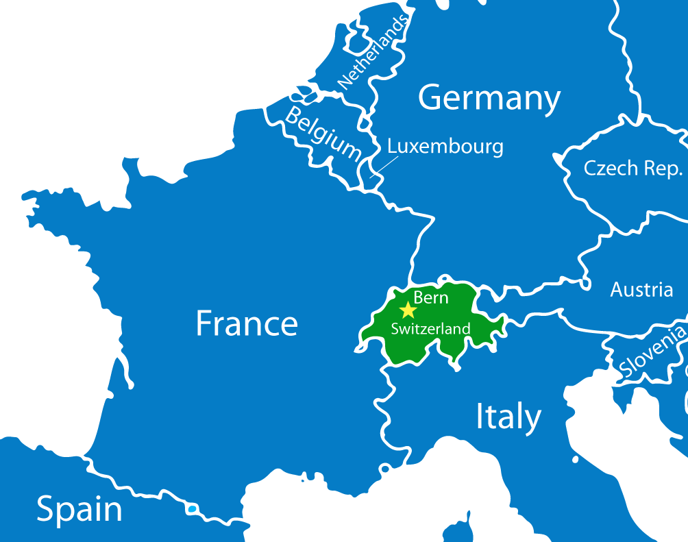 Map of our area of operation private transfer and taxi from Paris to Bern Switzerland
