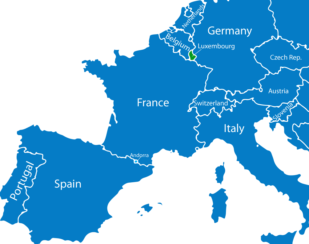 Map of our taxi and private transfers area of operation between France and Luxembourg