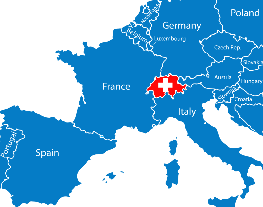 Map of our taxi and private transfers area of operation between France and Switzerland