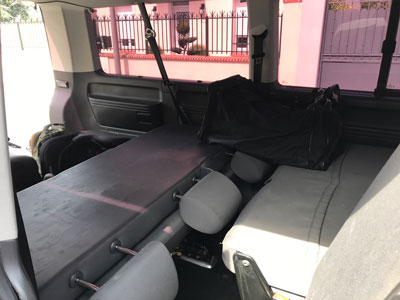 VW Caravelle folded seats increases the dimension of the luggage trunk