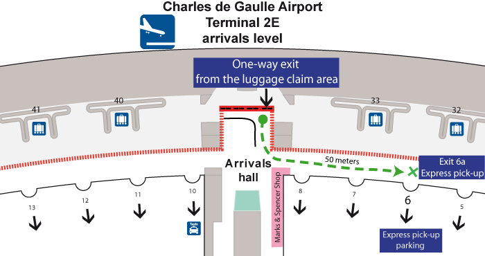Terminal 2E meeting point with your driver for shared shuttle BVA-CDG-Disneyland Paris